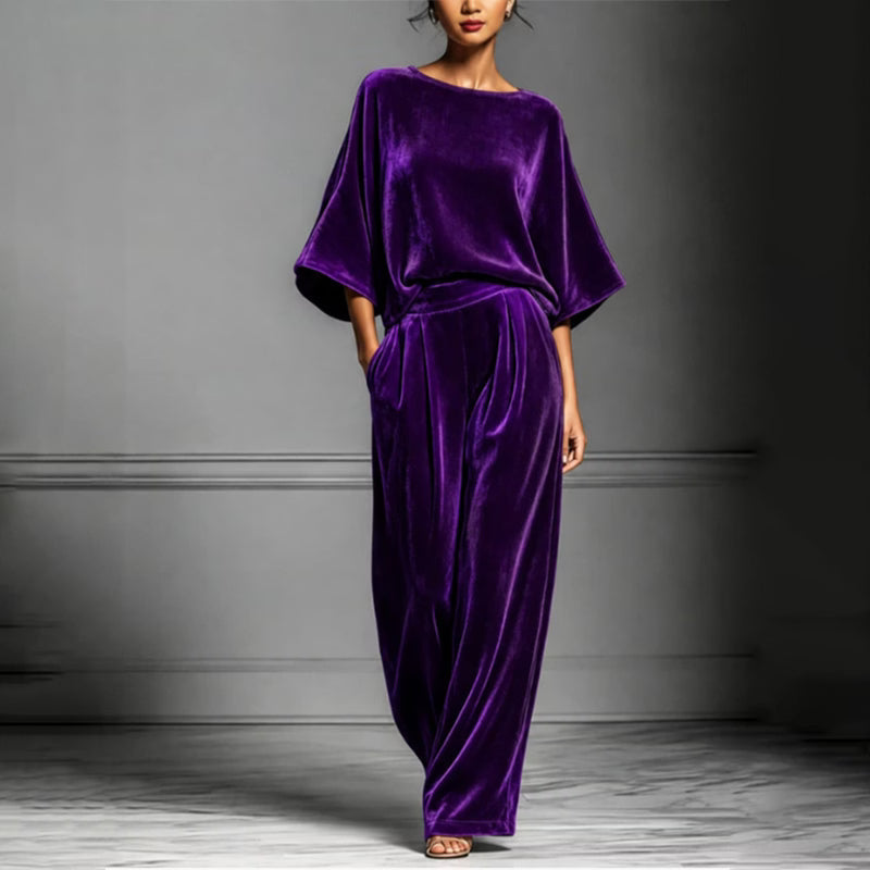 Ainhoa - Elegant Velvet Wide Leg Jumpsuit