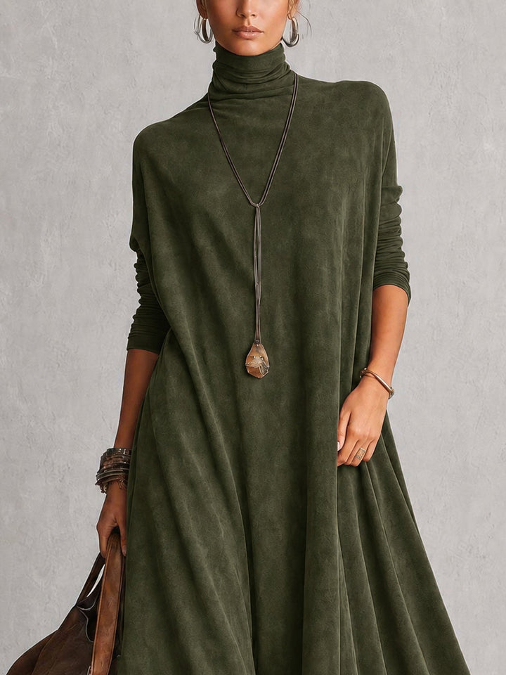 Maelis - Velvety Lace-Trim Maxi Dress