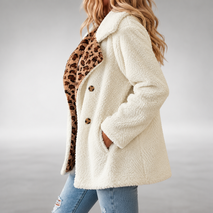 Aerona - Soft-Touch Leopard-Print Teddy Coat