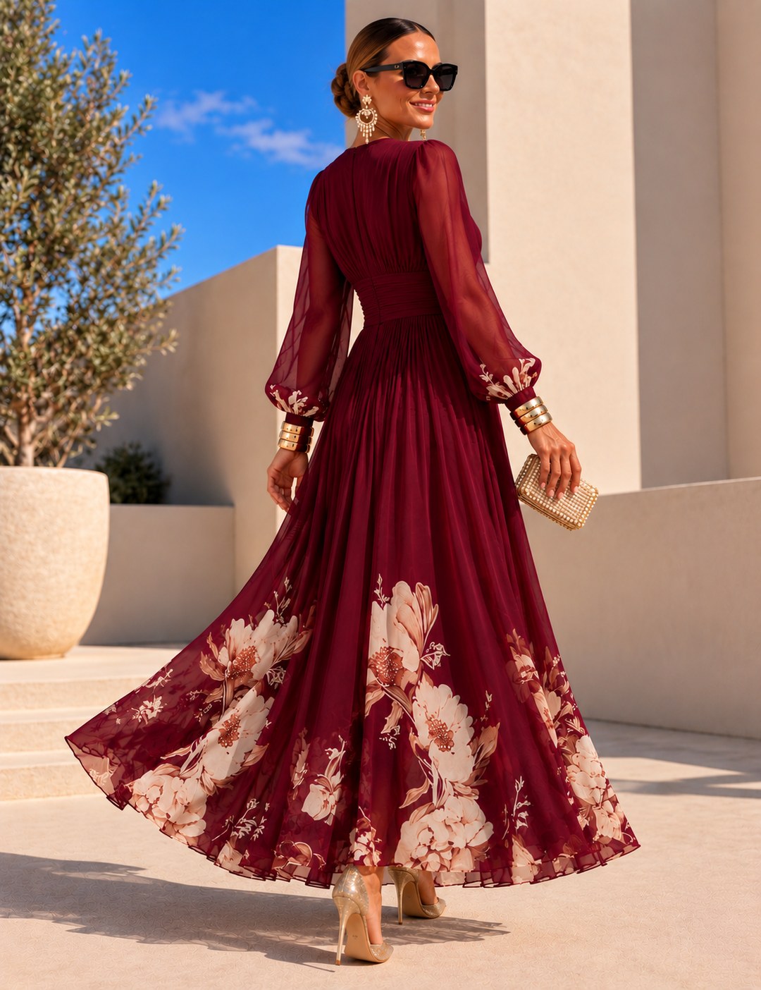 Pirelle - Waist-Defining Floral Maxi Dress