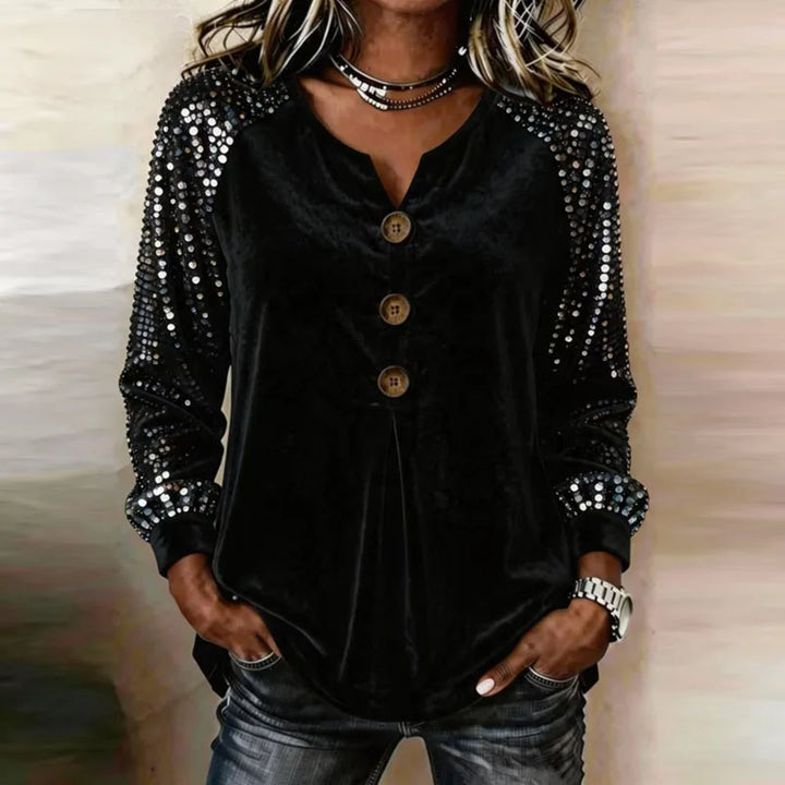 Cerina - Luxe Sequin-Sleeve Top