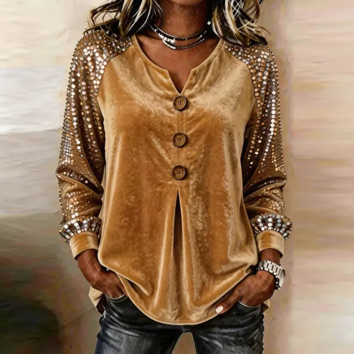Cerina - Luxe Sequin-Sleeve Top