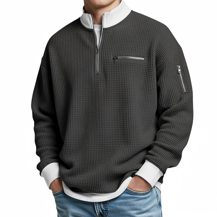 Peldon - Waffle-Knit Quarter-Zip Jumper