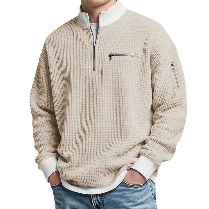 Peldon - Waffle-Knit Quarter-Zip Jumper