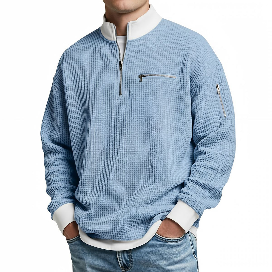 Peldon - Waffle-Knit Quarter-Zip Jumper