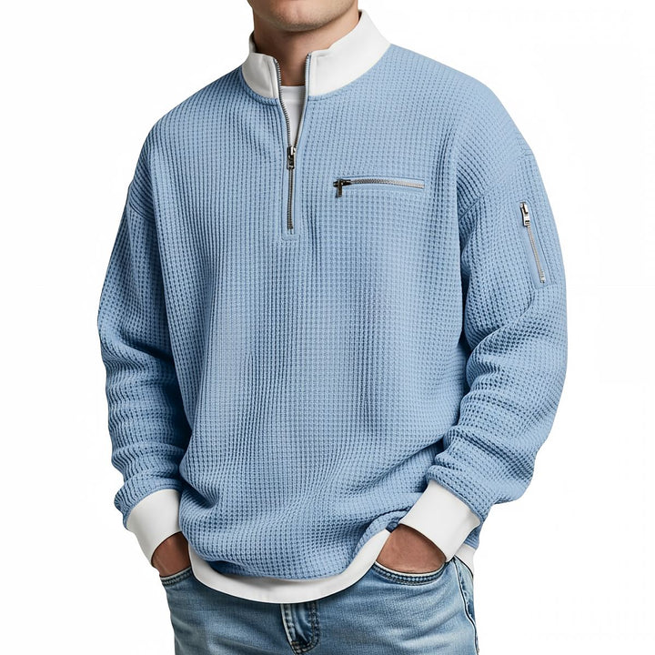 Peldon - Waffle-Knit Quarter-Zip Jumper