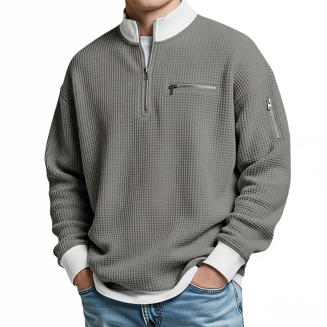 Peldon - Waffle-Knit Quarter-Zip Jumper