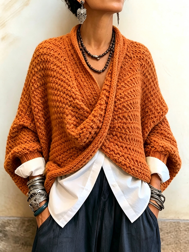 Orelle - Textured V-Neck Sweater
