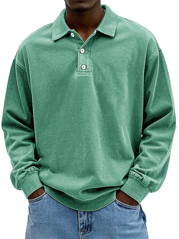 Brychan - Vintage-Wash Long Sleeve Polo Shirt